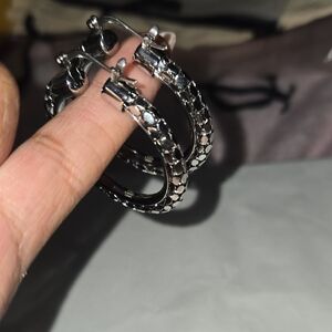 Stamped Elegant Stainless Steel Silver Hoop Earrings